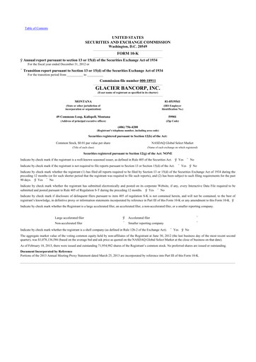 Thumbnail Glacier Bancorp
 10-K Annual Report 2012