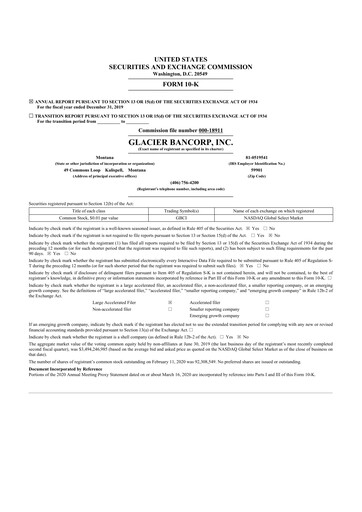 Thumbnail Glacier Bancorp
 10-K Annual Report 2019