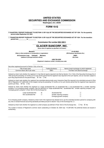 Miniature Glacier Bancorp
 10-Q Rapport trimestriel 2024 