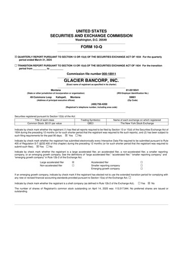 Miniature Glacier Bancorp
 10-Q Rapport trimestriel 2025 