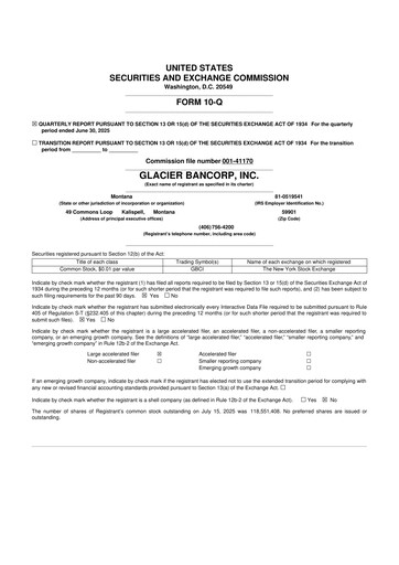 Miniature Glacier Bancorp
 10-Q Rapport trimestriel 2025 