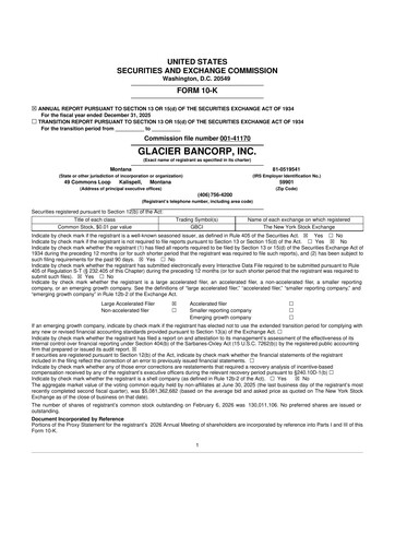 Thumbnail Glacier Bancorp
 10-K Annual Report 2025