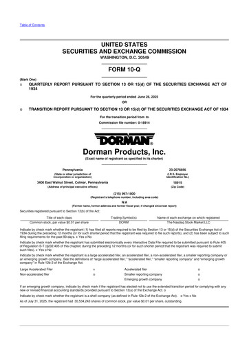 Thumbnail Dorman Products 10-Q Quarterly Report FY2025 
