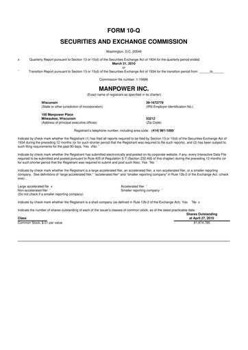 Thumbnail ManpowerGroup 10-Q Quarterly Report FY 