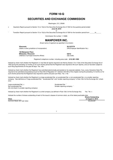 Thumbnail ManpowerGroup 10-Q Quarterly Report FY2010 
