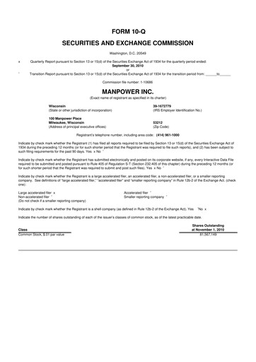 Thumbnail ManpowerGroup 10-Q Quarterly Report FY2010 