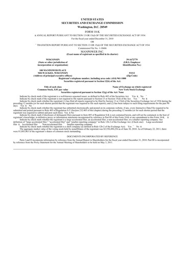 Thumbnail ManpowerGroup 10-K Annual Report 2010