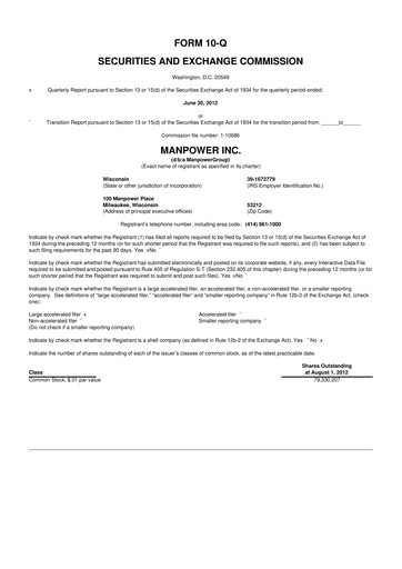 Thumbnail ManpowerGroup 10-Q Quarterly Report FY2012 