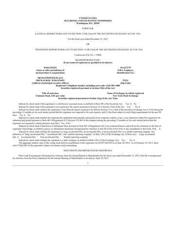 Thumbnail ManpowerGroup 10-K Annual Report 2012