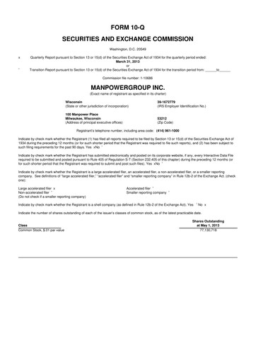 Thumbnail ManpowerGroup 10-Q Quarterly Report FY2013 