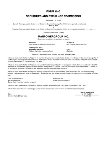 Thumbnail ManpowerGroup 10-Q Quarterly Report FY2013 