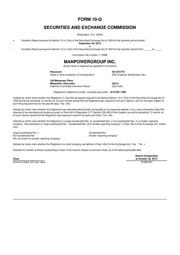 Thumbnail ManpowerGroup 10-Q Quarterly Report FY2013 