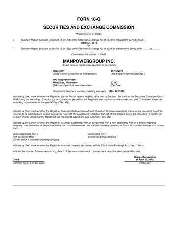 Thumbnail ManpowerGroup 10-Q Quarterly Report FY2015 