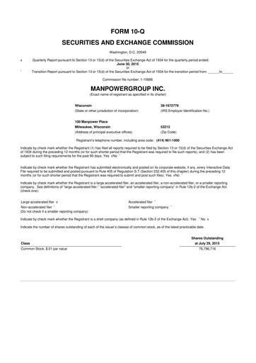 Thumbnail ManpowerGroup 10-Q Quarterly Report FY2015 