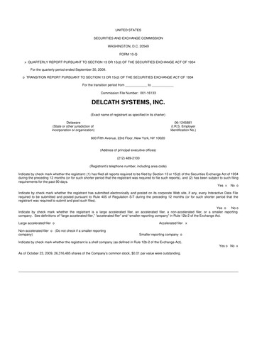 Vorschaubild Delcath Systems 10-Q Quartalsbericht  