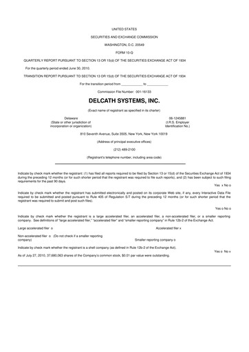 Vorschaubild Delcath Systems 10-Q Quartalsbericht  