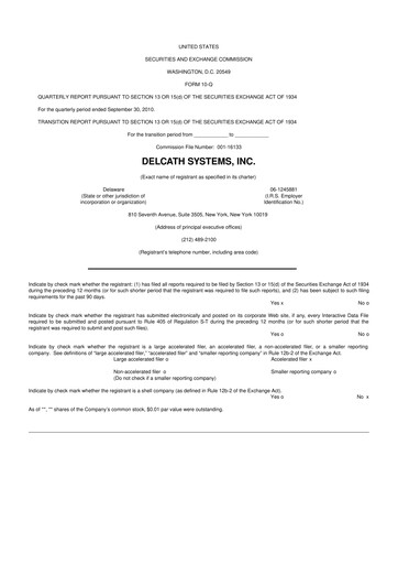 Vorschaubild Delcath Systems 10-Q Quartalsbericht  