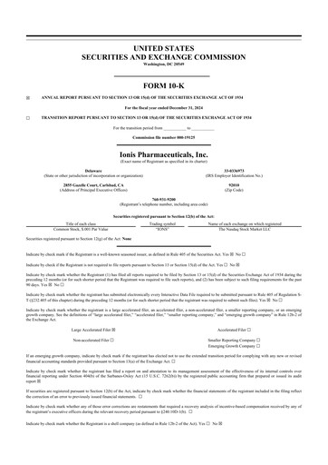 Thumbnail Ionis Pharmaceuticals
 10-K Annual Report 2024