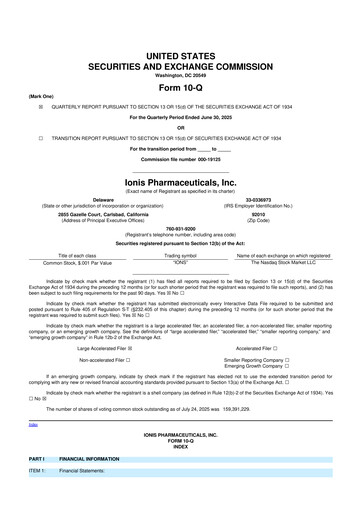 Vorschaubild Ionis Pharmaceuticals
 10-Q Quartalsbericht 2025 