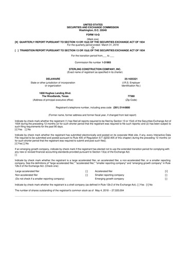 Thumbnail Sterling Infrastructure 10-Q Quarterly Report FY2018 