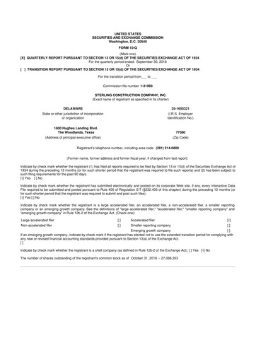 Thumbnail Sterling Infrastructure 10-Q Quarterly Report FY2018 