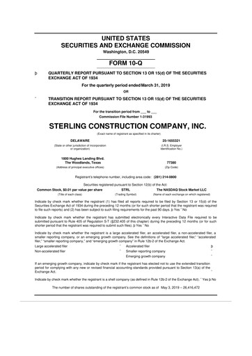 Thumbnail Sterling Infrastructure 10-Q Quarterly Report FY2019 