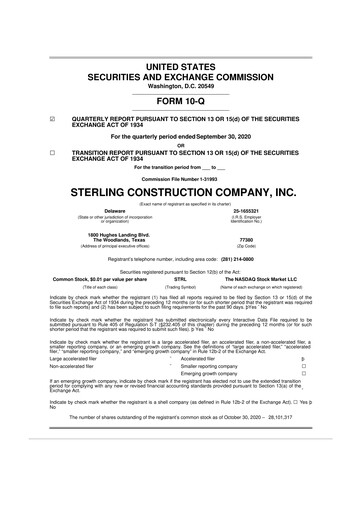 Thumbnail Sterling Infrastructure 10-Q Quarterly Report FY2020 