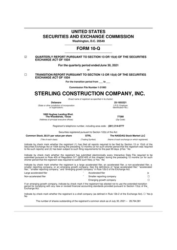 Thumbnail Sterling Infrastructure 10-Q Quarterly Report FY2021 