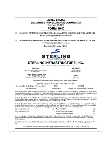 Vorschaubild Sterling Infrastructure 10-Q Quartalsbericht 2026 