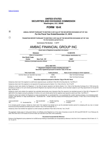 Thumbnail Octave Specialty Group 10-K Annual Report 2019