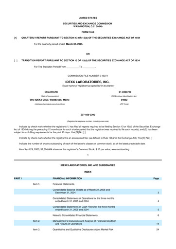 Thumbnail IDEXX Laboratories 10-Q Quarterly Report FY 