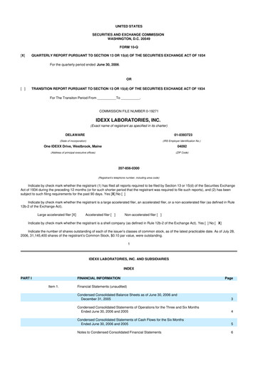 Thumbnail IDEXX Laboratories 10-Q Quarterly Report FY 