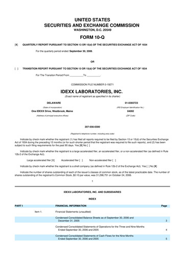Thumbnail IDEXX Laboratories 10-Q Quarterly Report FY 