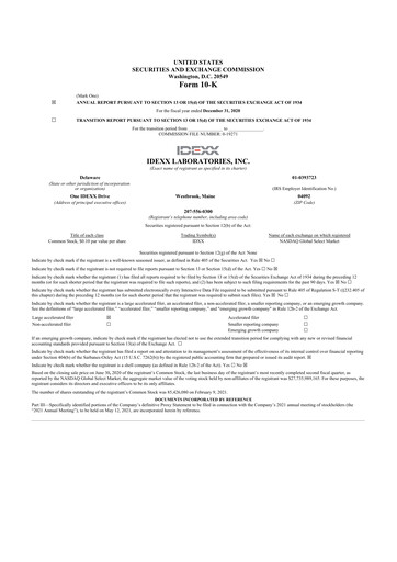 Thumbnail IDEXX Laboratories 10-K Annual Report 2020