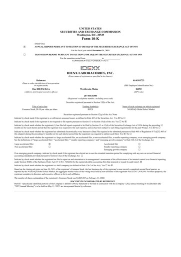 Thumbnail IDEXX Laboratories 10-K Annual Report 2021