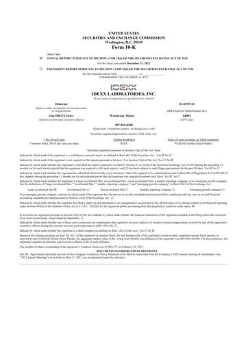 Thumbnail IDEXX Laboratories 10-K Annual Report 2022