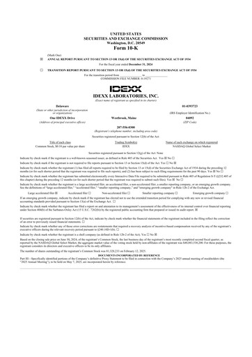 Thumbnail IDEXX Laboratories 10-K Annual Report 2024