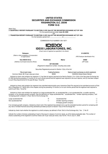 Thumbnail IDEXX Laboratories 10-Q Quarterly Report FY2026 