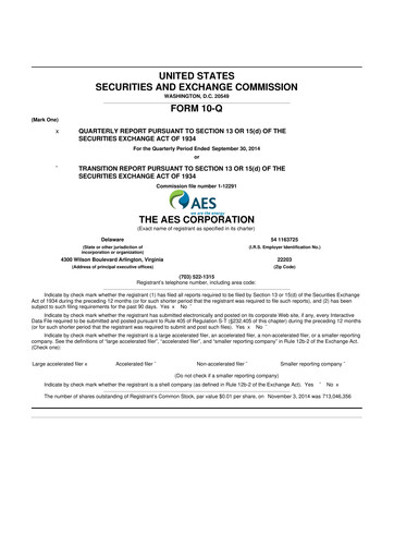 Miniature AES 10-Q Rapport trimestriel 2014 