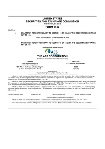 Miniature AES 10-Q Rapport trimestriel 2015 