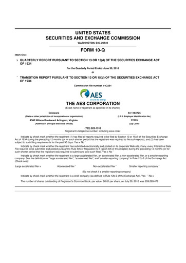 Miniature AES 10-Q Rapport trimestriel 2016 