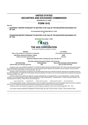 Miniature AES 10-Q Rapport trimestriel 2019 