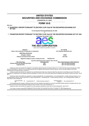 Miniature AES 10-Q Rapport trimestriel 2022 