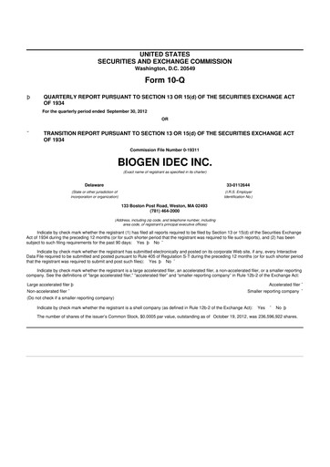 Vorschaubild Biogen 10-Q Quartalsbericht 2012 