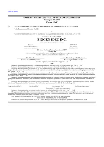 Thumbnail Biogen 10-K Annual Report 2012