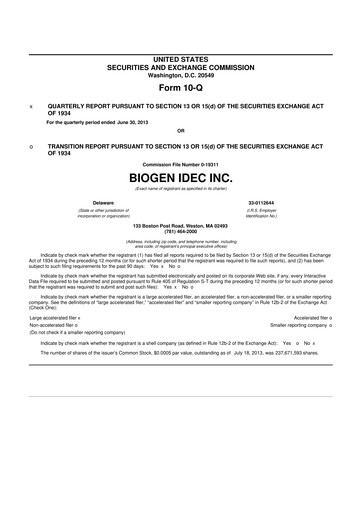 Vorschaubild Biogen 10-Q Quartalsbericht 2013 