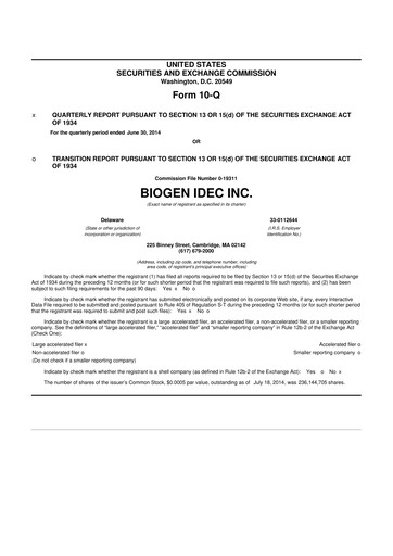 Vorschaubild Biogen 10-Q Quartalsbericht 2014 