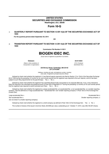 Vorschaubild Biogen 10-Q Quartalsbericht 2014 