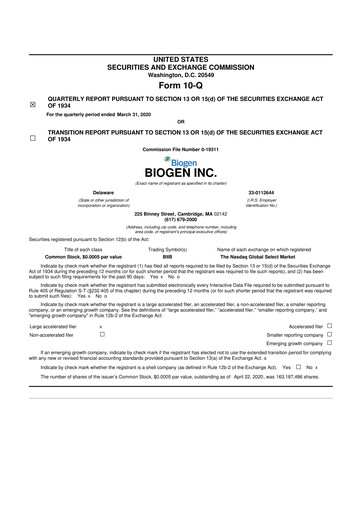 Vorschaubild Biogen 10-Q Quartalsbericht 2020 