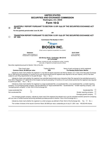 Vorschaubild Biogen 10-Q Quartalsbericht 2021 